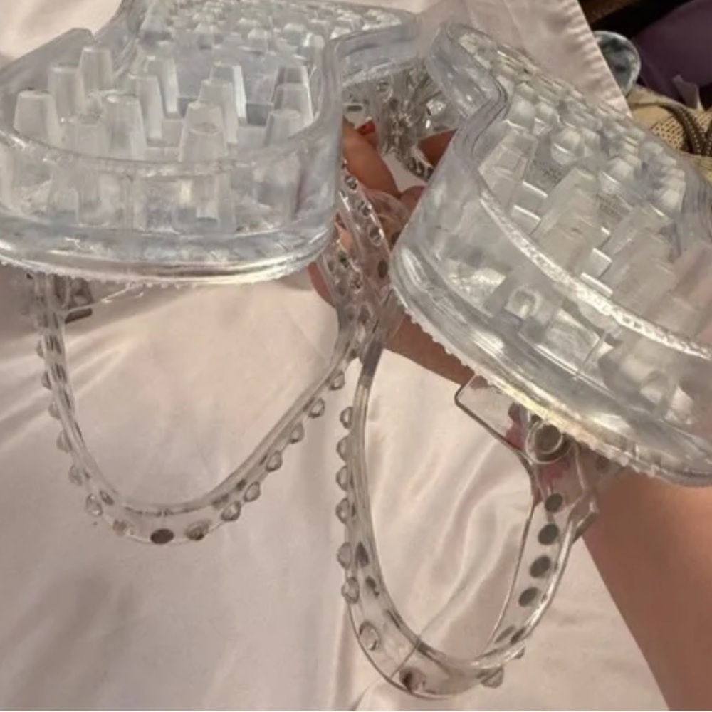 NWOT Jeffrey Campbell Transparent Jelly Embellished Ankle Strap Sandals Sz 8 - Picture 5 of 10